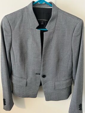 Banana Republic Gray Herringbone Womens Cropped Blazer